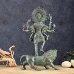 Vintage Balinese Bronze Durga-Kali with Lion | 18.5" Lost Wax Art | Sacred Lion Mount Masterpiece | Divine Temple Beauty | Jaipurio